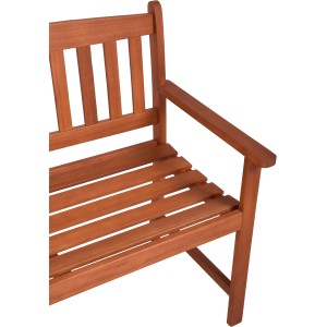 Braune 2-Sitzer Gartenbank Promotion aus FSC®-zertifiziertem Holz, Detailansicht.