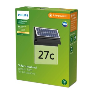 Philips Enkara Solar-Wandleuchte mit Hausnummer, 0,2W, 2700K, mit Tagessensor.