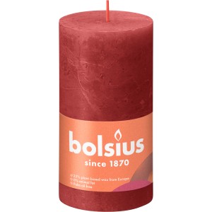 Bolsius Rustik-Kerze Shine, zartes Rot, 130/68 mm. Stumpenkerze für stimmungsvolles Licht.