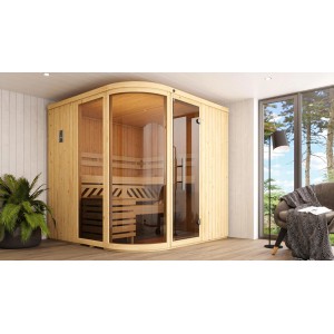Weka Designsauna Sara 2 Sparset mit Glasfront und Holzelementen. Inklusive Saunaofen.