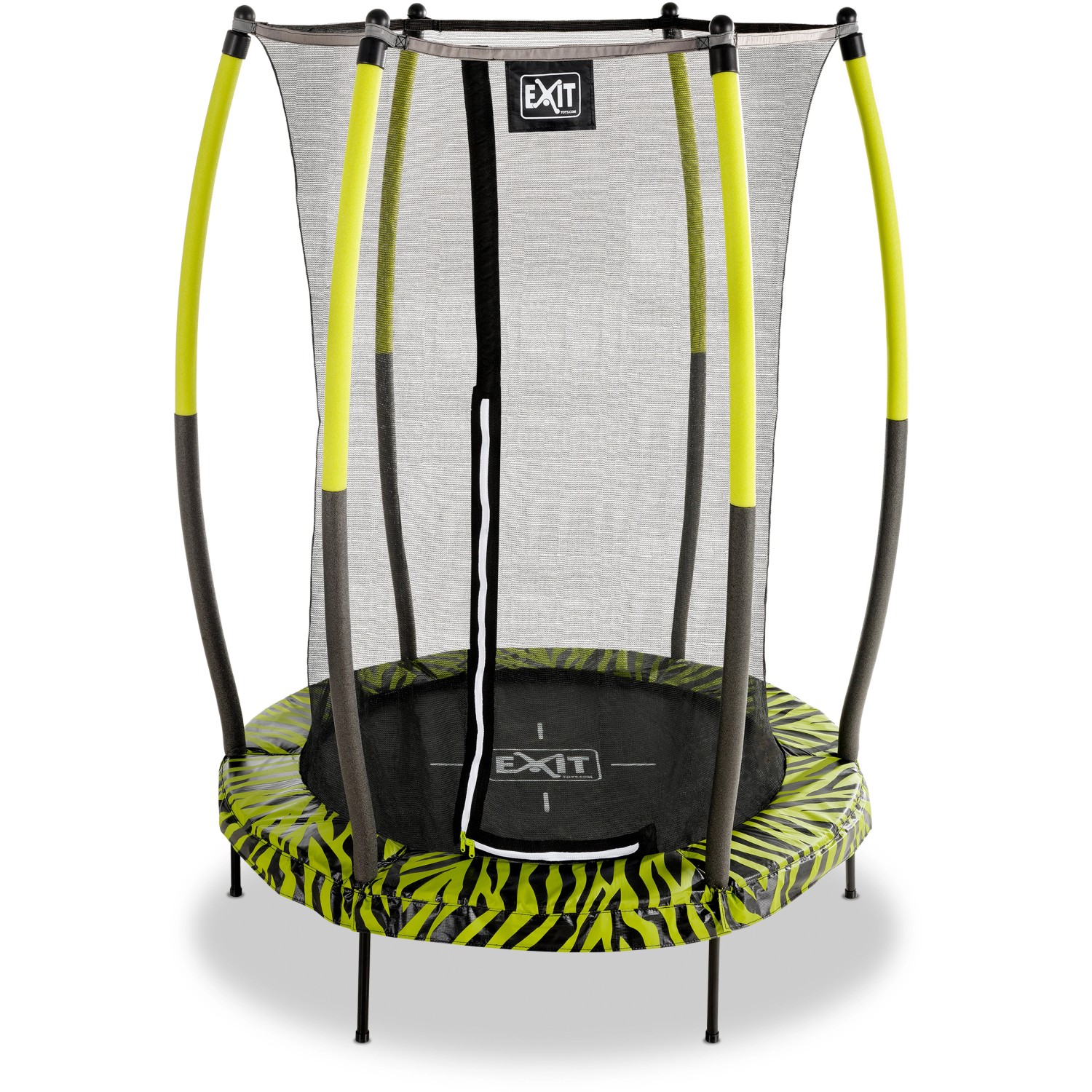 EXIT Tiggy Junior Trampolin, schwarz-grün, Ø140cm mit Sicherheitsnetz für Kinder von 3-5 Jahren.