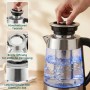 HOMCOM Wasserkocher aus Glas/Edelstahl, Silber, mit kochendem Wasser, blauem Licht, abnehmbarem Teesieb und breiter Öffnung.