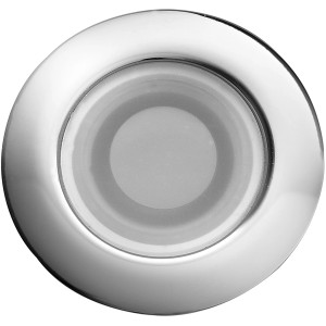 Detailaufnahme: LED-Leuchte des Ottofond Aviva Whirlpools mit Chromrand.