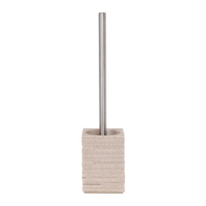 Beige WC-Garnitur aus Polyresin von Lund MSV. Robuste WC-Bürste mit Halter für jedes Badezimmer.