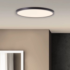 Schwarzes, rundes LED-Deckenpaneel Tuco, 30 cm, für Innenräume.