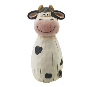 Deko-Zaunfigur Kuh Terracotta 22,5 cm Schwarz-Weiß