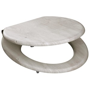 Schütte WC-Sitz Light Wood MDF mit Absenkautomatik, O-Form für Standard WCs.