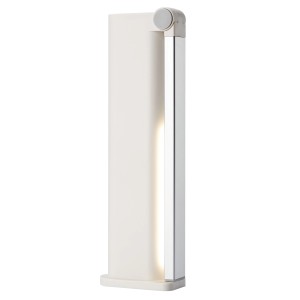 Weiße Philips LED Schreibtischleuchte Amber mit Akku, zusammengeklappt.