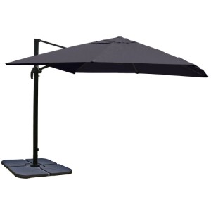 Anthrazitfarbener MCW Ampelschirm 3x4m aus Aluminium mit drehbarem Ständer.