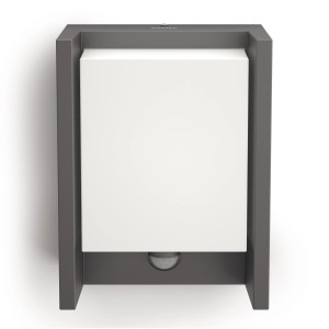 Anthrazitfarbene LED-Wandleuchte Arbour Ultra-Efficient mit Sensor für den Außenbereich.