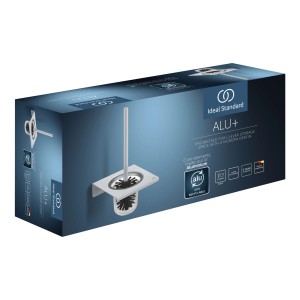 Ideal Standard WC-Bürstengarnitur Alu+ zur Wandmontage, silberfarben, in Originalverpackung.