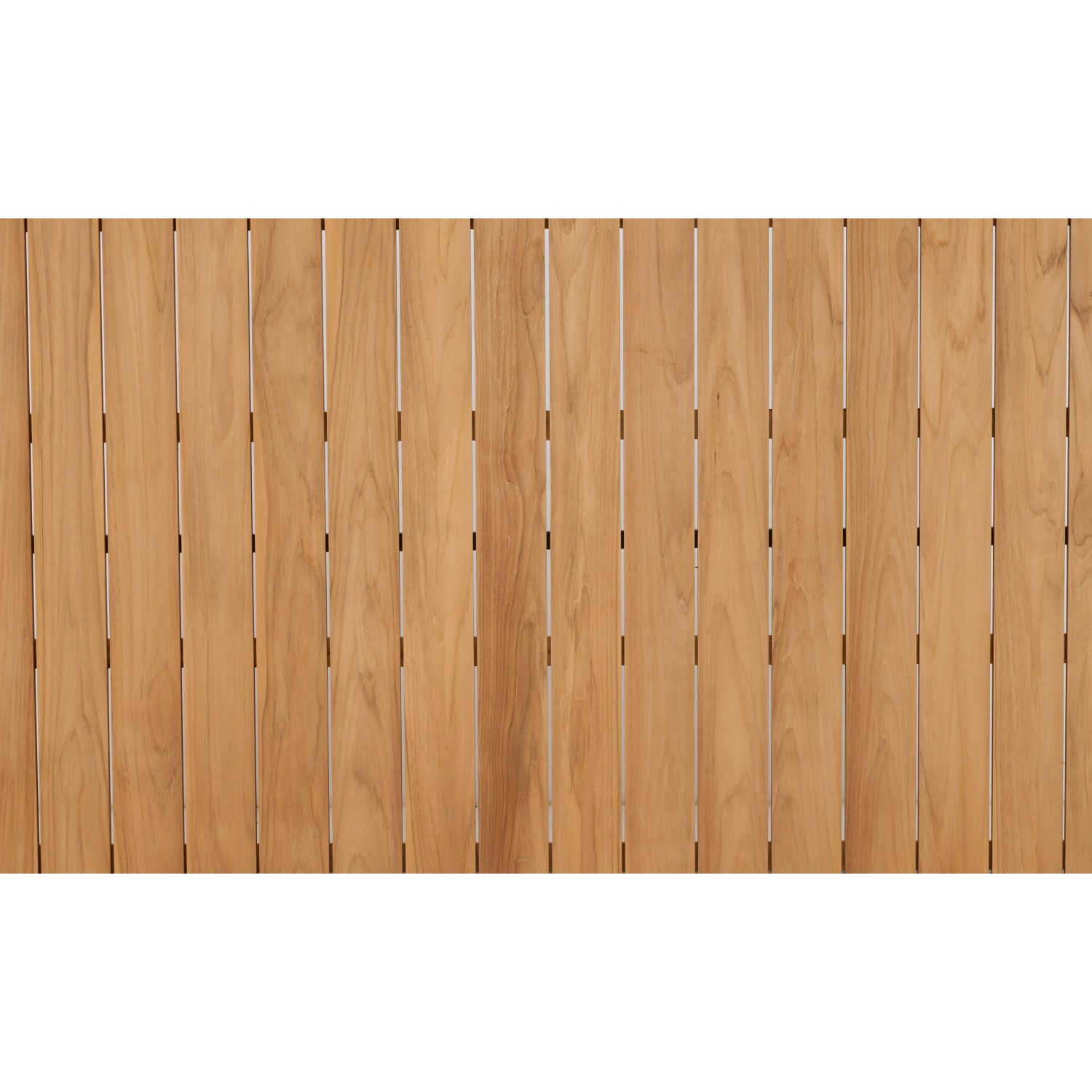 Detailansicht der Teakholz-Tischplatte des rechteckigen Siena Garden Gartentisch Silva (80x80 cm).