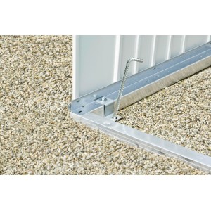 Biohort Bodenrahmen für Gartenhaus AvantGarde/HighLine/Panorama, stabilisiert auf unebenem Grund.