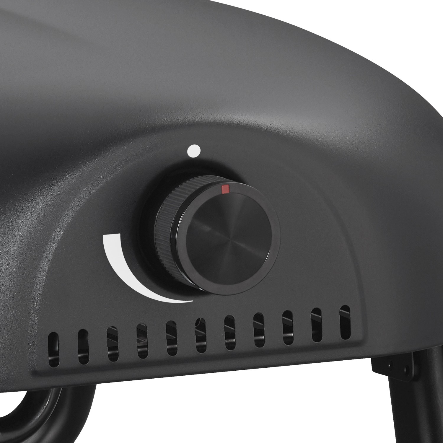 Detailaufnahme: Enders Pizzaofen Paco Gasgrill mit Temperaturregler.