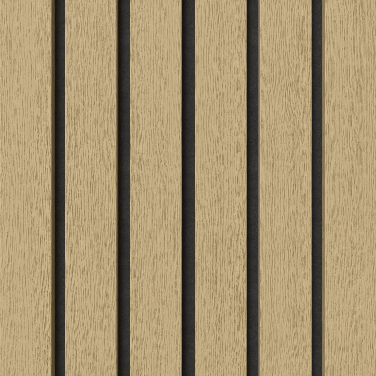 Denpanels Akustikpaneel Eiche Hell, foliert, 240x60 cm, zur Schallabsorption in Räumen.
