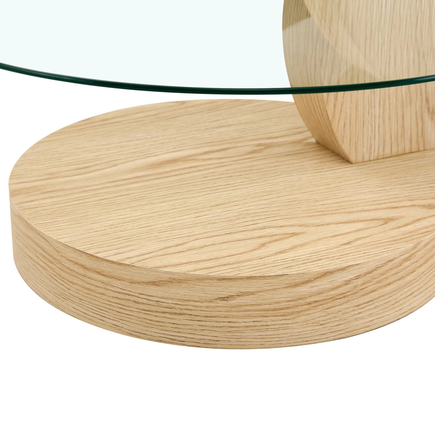 okwish Couchtisch mit Glas und Zwei Ebenen für Wohnzimmer 90x70x44 cm Natur_10