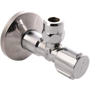 Schell Eckventil, 1/2 Zoll, aus verchromtem Messing mit Rosette.