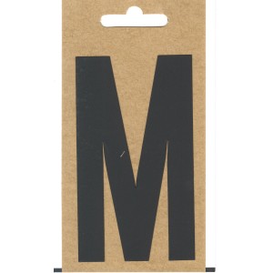 Schwarzer Folien-Buchstabe M, selbstklebend, 100 mm hoch, für Boote und Briefkästen.