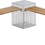 Gabiona 3-Gabionenbank Teak, Eckbank mit Teakholz-Sitzfläche und Drahtkörben, 45x60x45 cm.