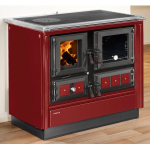 Roter Justus Küchenofen Rustico 90 mit Kochplatte und Backofen, Stahl, 7 kW.