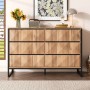okwish Sideboard mit Metallbeinen Erhöhten Türen Wohnzimmer 120x40x80cm Schwarz Natur_3
