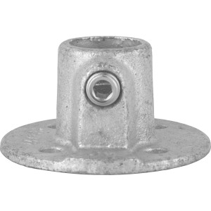 Fußplatte Rund, silber verzinkt, für Stahlrohr (Ø 2,7 cm) zum Möbelbau.