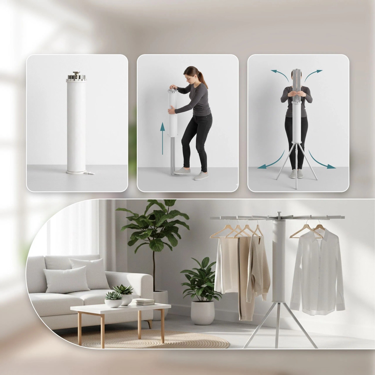 Relaxdays Wäscheständer Metall Weiß Ausziehbar Klappbar 121 cm x 112 cm 4,1 kg kaufen bei OBI
