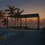 Elektrischer Aluminium Pavillon mit LED-Beleuchtung und Lamellendach in Anthrazit. Moderne Terrassenüberdachung für Outdoor-Wohnraum.