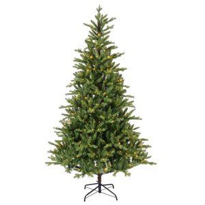 Grüner künstlicher Weihnachtsbaum Everlands Allison 240 cm mit warmweißer LED-Beleuchtung und Metallfuß.