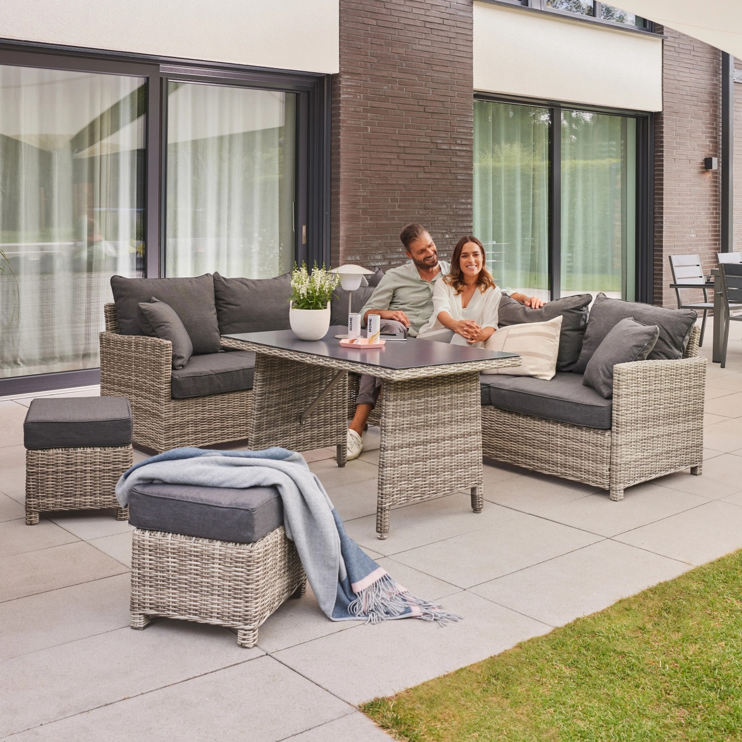 Home Deluxe Gartenmöbel-Set Bahia 6-tlg. Polyrattan Grau kaufen bei OBI