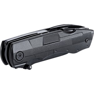 Schwarzes LUX Multitool-Taschenmesser 12in1 im geschlossenem Zustand.