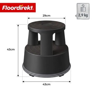 Floordirekt Rollhocker Elefantenfuß Kunststoff Tritthocker mit Rollen Rutschfest Schwarz