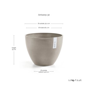 Ecopots Pflanztopf Antwerp Braungrau 30 cm