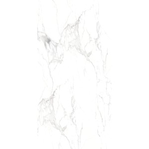 Weiße, matte Feinsteinzeug Bodenfliese, 60x120 cm, mit Marmor Optik für Innen- und Außenbereich.