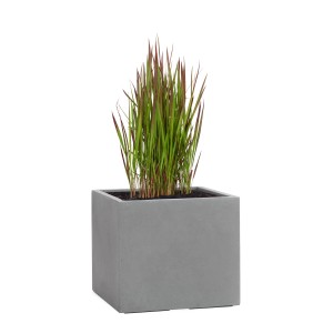 Pflanzwerk® Cube Pflanzkübel, 44x44cm, grau, mit Bepflanzung.