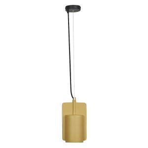 Goldene Ledvance Pendelleuchte Decor Mold, 150 cm hoch, für E27 Leuchtmittel. Moderne Hängeleuchte aus Metall und Beton.