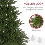 Nahaufnahme eines grünen, künstlichen Weihnachtsbaums mit dichten, naturgetreuen Zweigen und 2380 Spitzen.