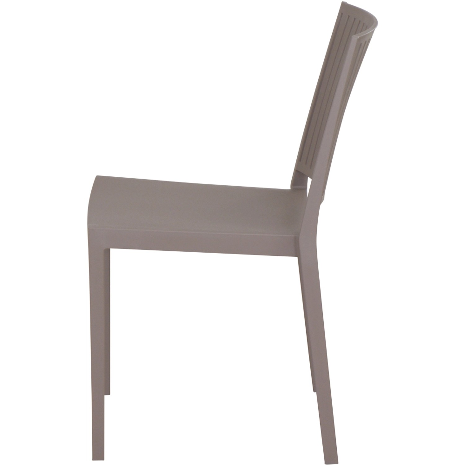 Siena Garden Lane Stapelstuhl, taupe, Seitenansicht. Gartenstuhl aus Kunststoff, modern und platzsparend.