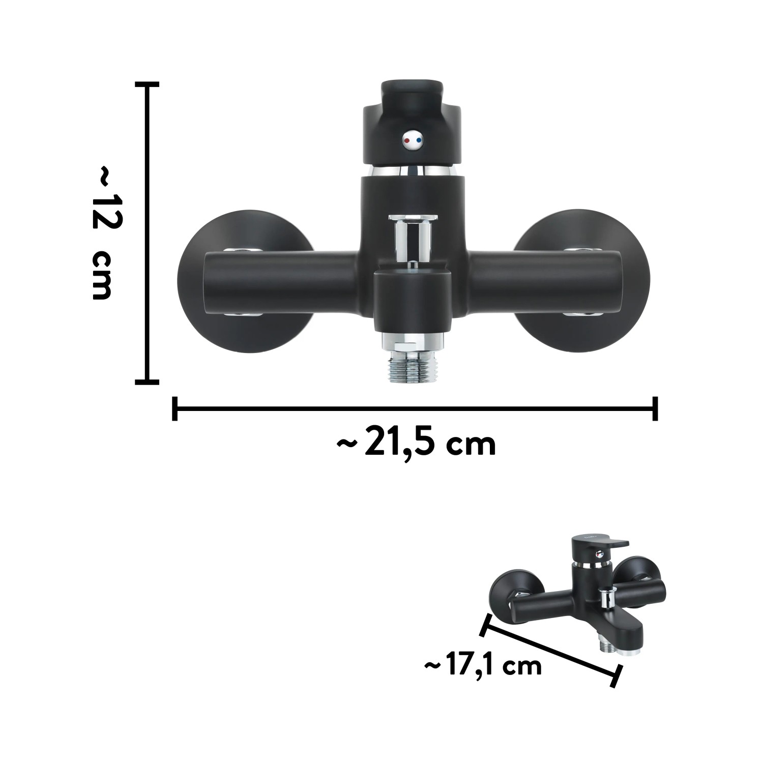 baliv Wannenarmatur WA-5760, schwarz matt, mit Umsteller für Badewanne und Dusche.