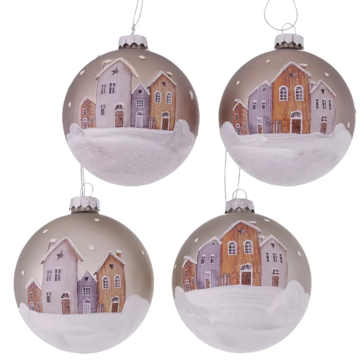 Boltze Weihnachtsglaskugel Xmas Houses 4 Stück kaufen bei OBI