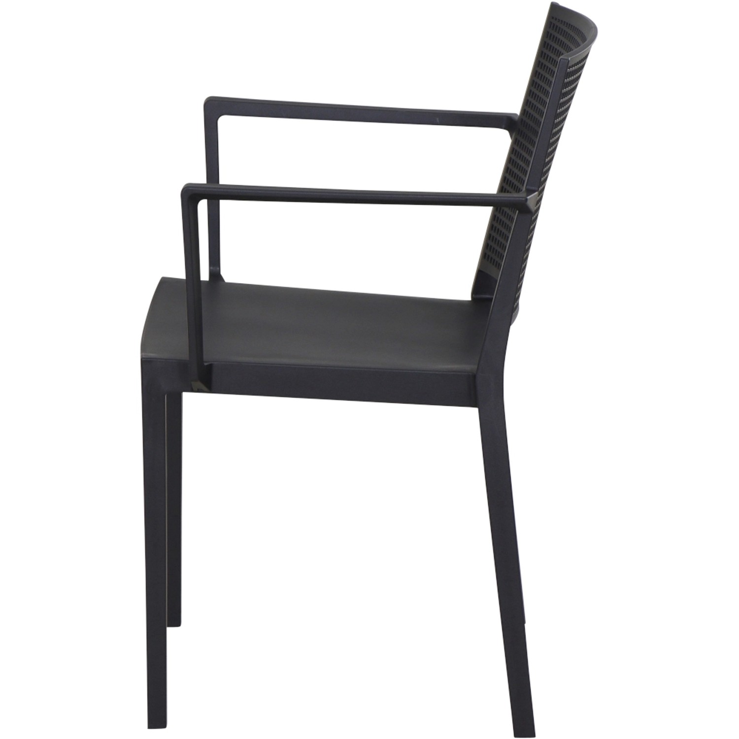 Siena Garden Stapelsessel Square, anthrazitfarbener Gartenstuhl mit Armlehnen.