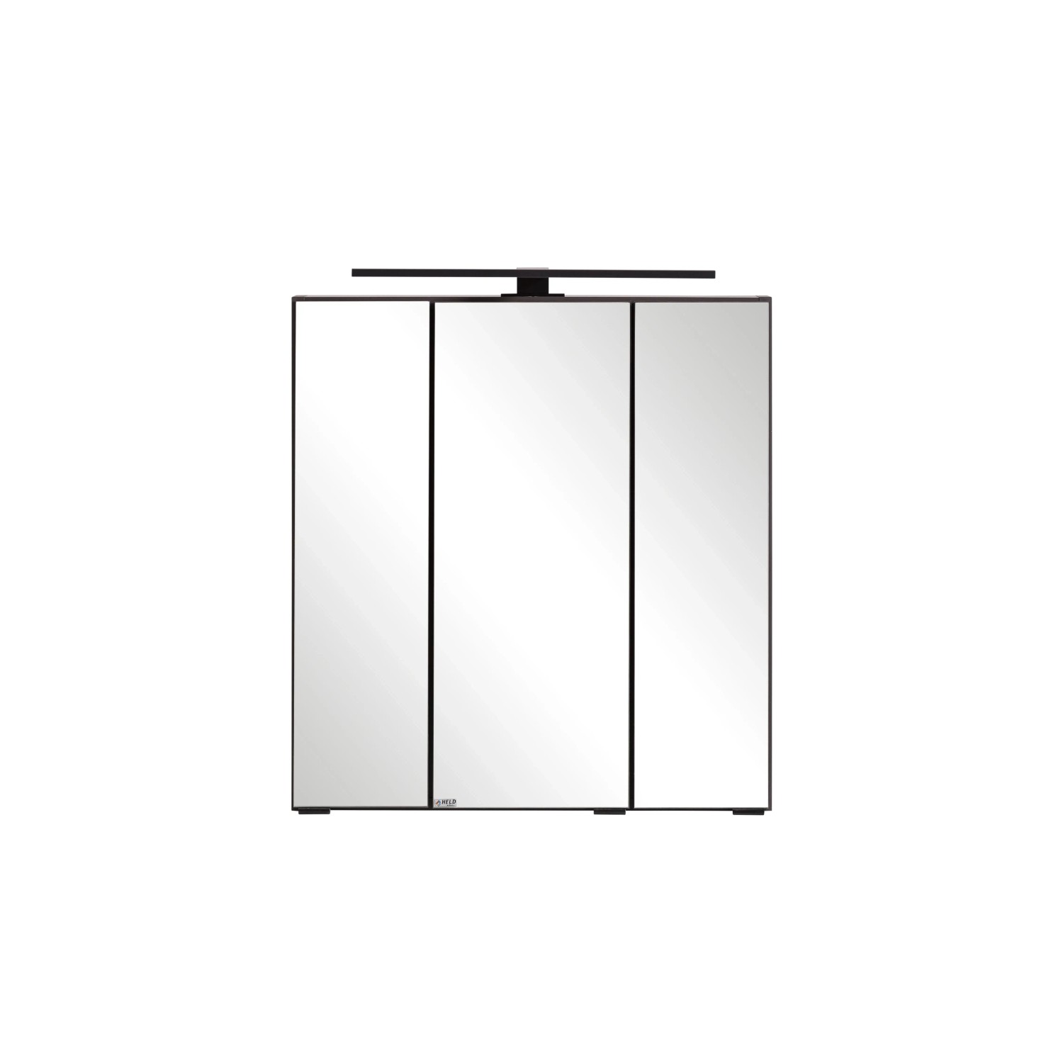 Held Möbel 3D-Spiegelschrank Padua, 60 cm, Graphitgrau mit LED-Leuchte.