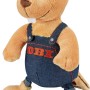 OBI Biber Plüschtier in Orange mit Jeans-Latzhose und OBI Logo. Kuscheliges Stofftier für Kinder und Fans.