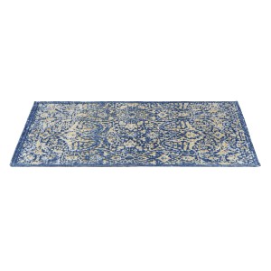 Wenko Badteppich Naxos, 60x100 cm, mehrfarbig mit blau-beige Vintage-Muster für Badezimmer.