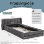 okwish Einzelbett 90x200cm mit Rückenlehne Chenille Kinderzimmer Grau ohne Matratze_5
