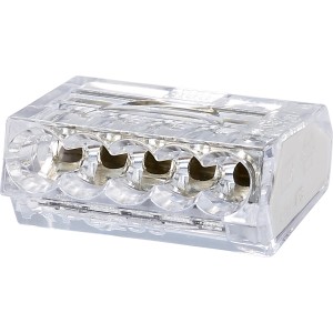 Transparente 5-polige Steckklemme für Leiter von 0,75-2,5mm, 20er Pack.