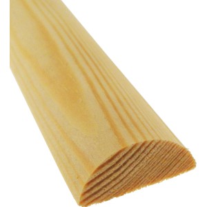 Halbrundstab aus Kiefernholz, 20x10x900 mm, Detailansicht der Holzstruktur.