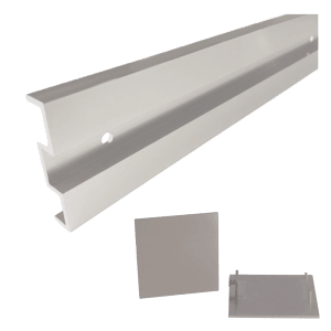 Novadoors Abstand-Set 12,5 mm für Schiebetürsystem Nova 419. Silbernes Aluminiumprofil und Endkappen für Glastüren.