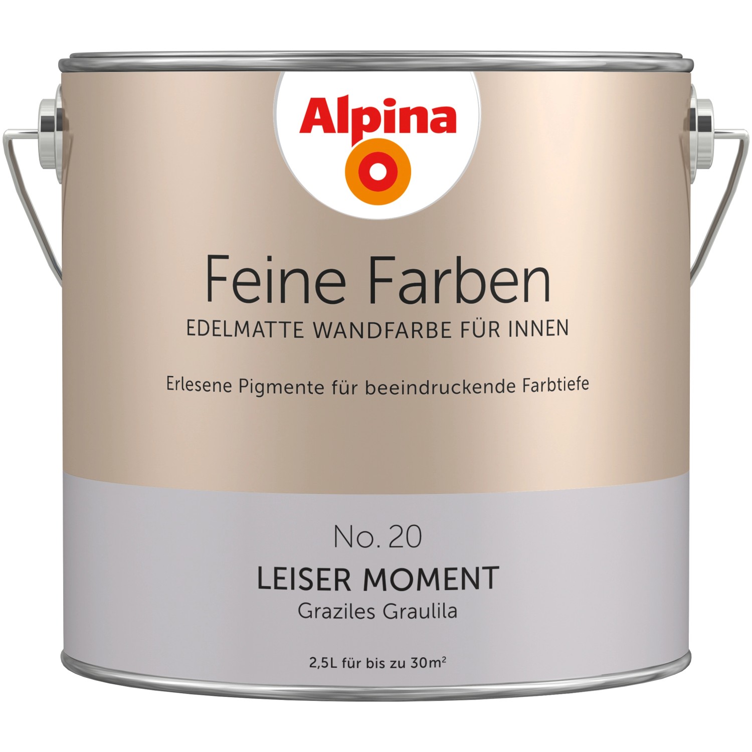 Farbeimer Alpina Feine Farben No. 20 Leiser Moment, grau-lila, edelmatt, 2,5 l.