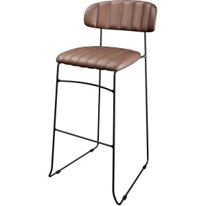 Veba Barhocker Mundo in Cognac: Barstuhl mit Rückenlehne, Industrial Design, schwarzes Metallgestell.